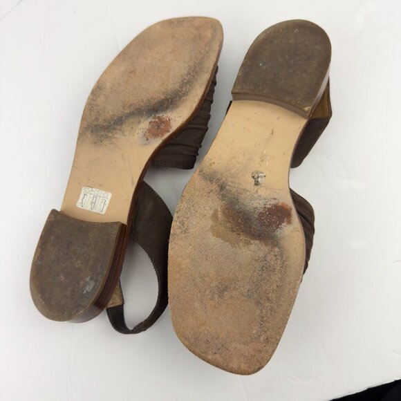CAREL PARIS Luxury Brown Suede Boho Slingback Flat Lazy Luxury Sandals sz 41 - Picture 9 of 11